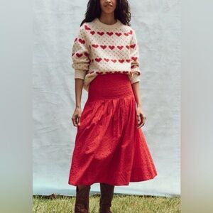 THE GREAT. Vibrant Red A-Line Skirt Size Small